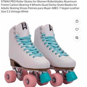 Women's Vegan Leather Roller Skates - White and Pink